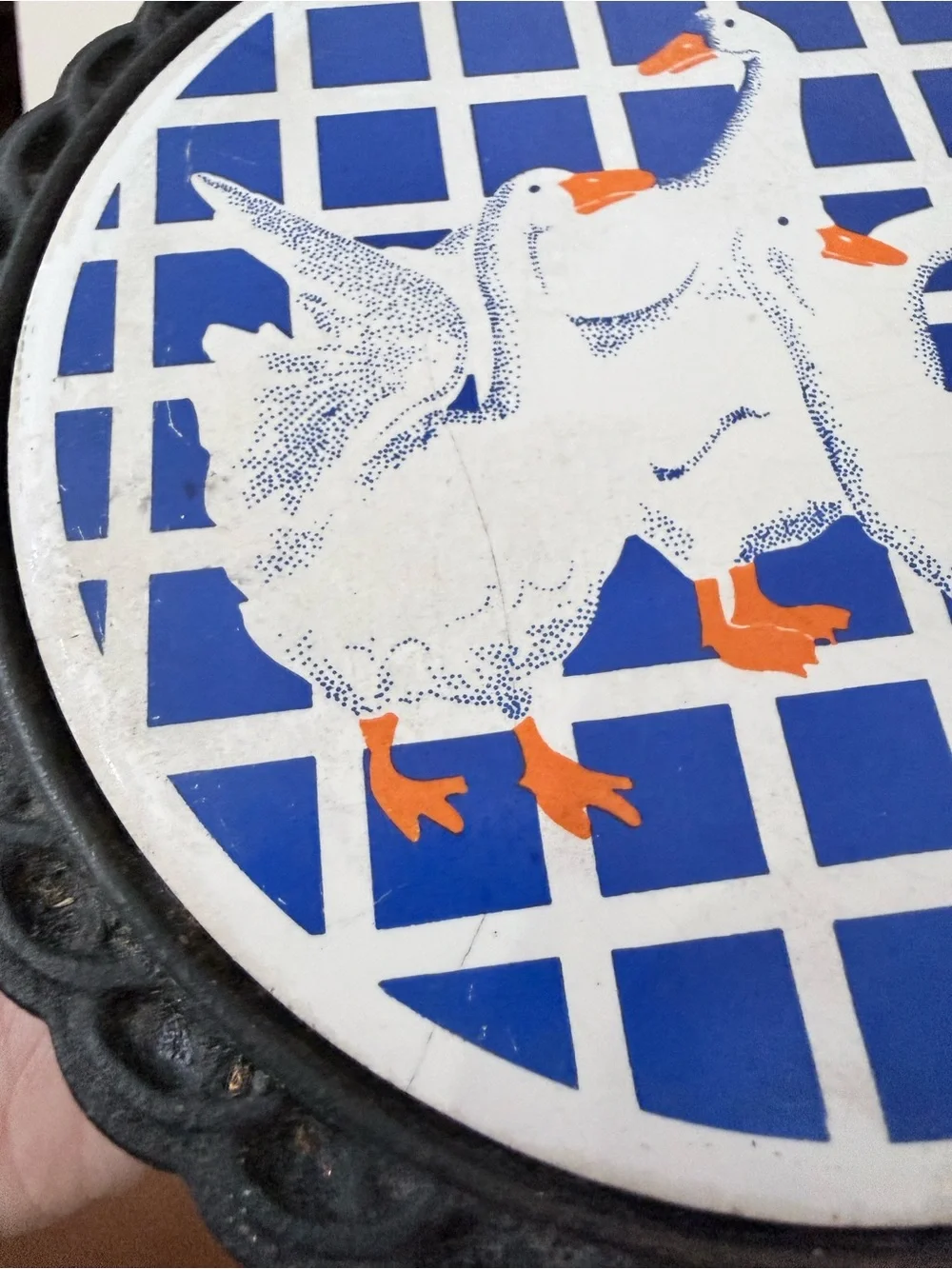 Vintage 90s Goose Geese Cast Ceramic Trivet Kitchen Grandma Cottage Core 11”x7”